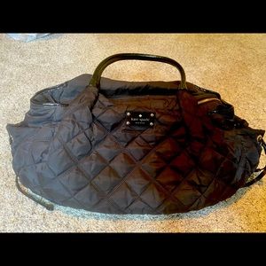 Large Kate Spade diaper bag, black quilted.